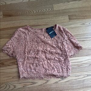 Forever 21 Pink Textured Crop T-Shirt
